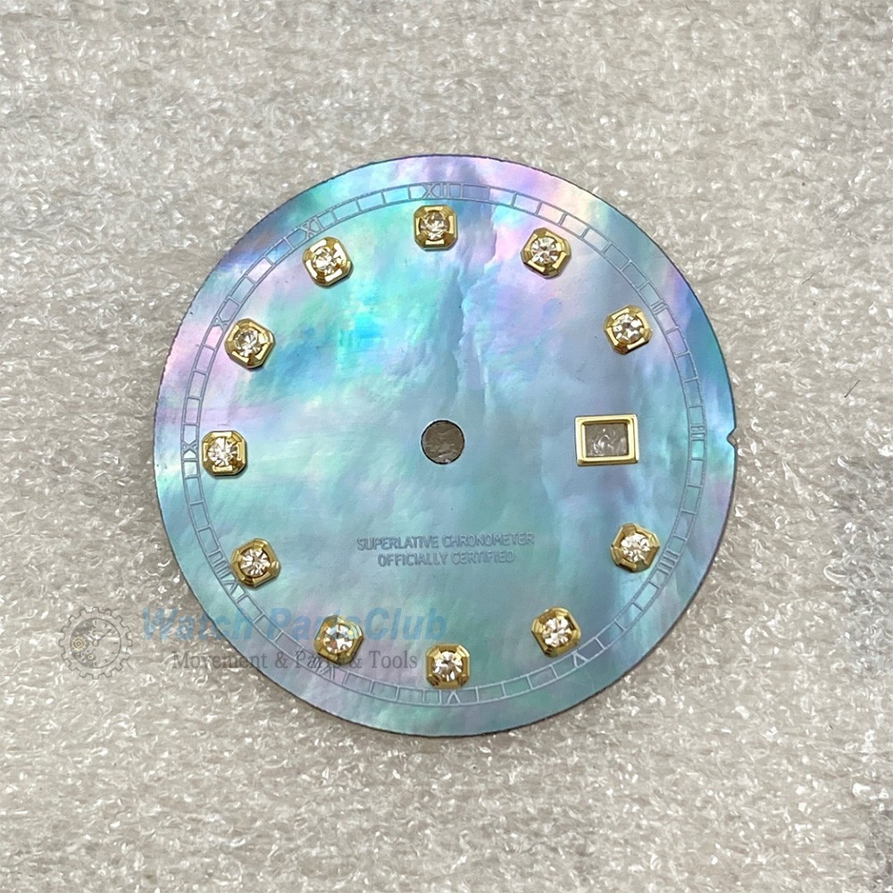 24.5mm Mother Of Pearl Watch Dial Simulated Diamond Markers For NH05 Movement