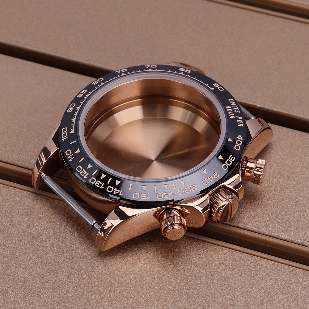 39mm Quartz Watch Case Perpetual Gold Mod Stainless Steel For VK63 Movement