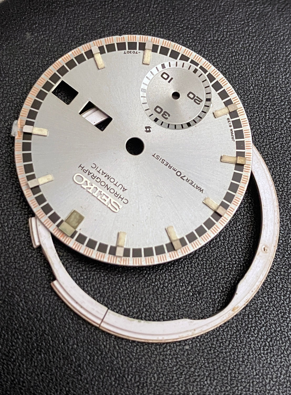 Genuine Seiko 7030T Water70mResist Dial for 6139-7001 & Dial Holder Code 1971/1