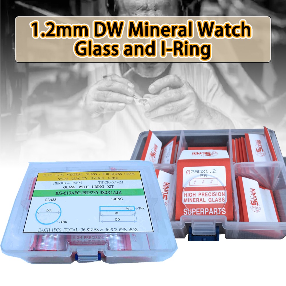 A Set Quality Watch Glass Mineral Crystal Face Flat Round 1.2mm Ø 23.5mm to 38mm