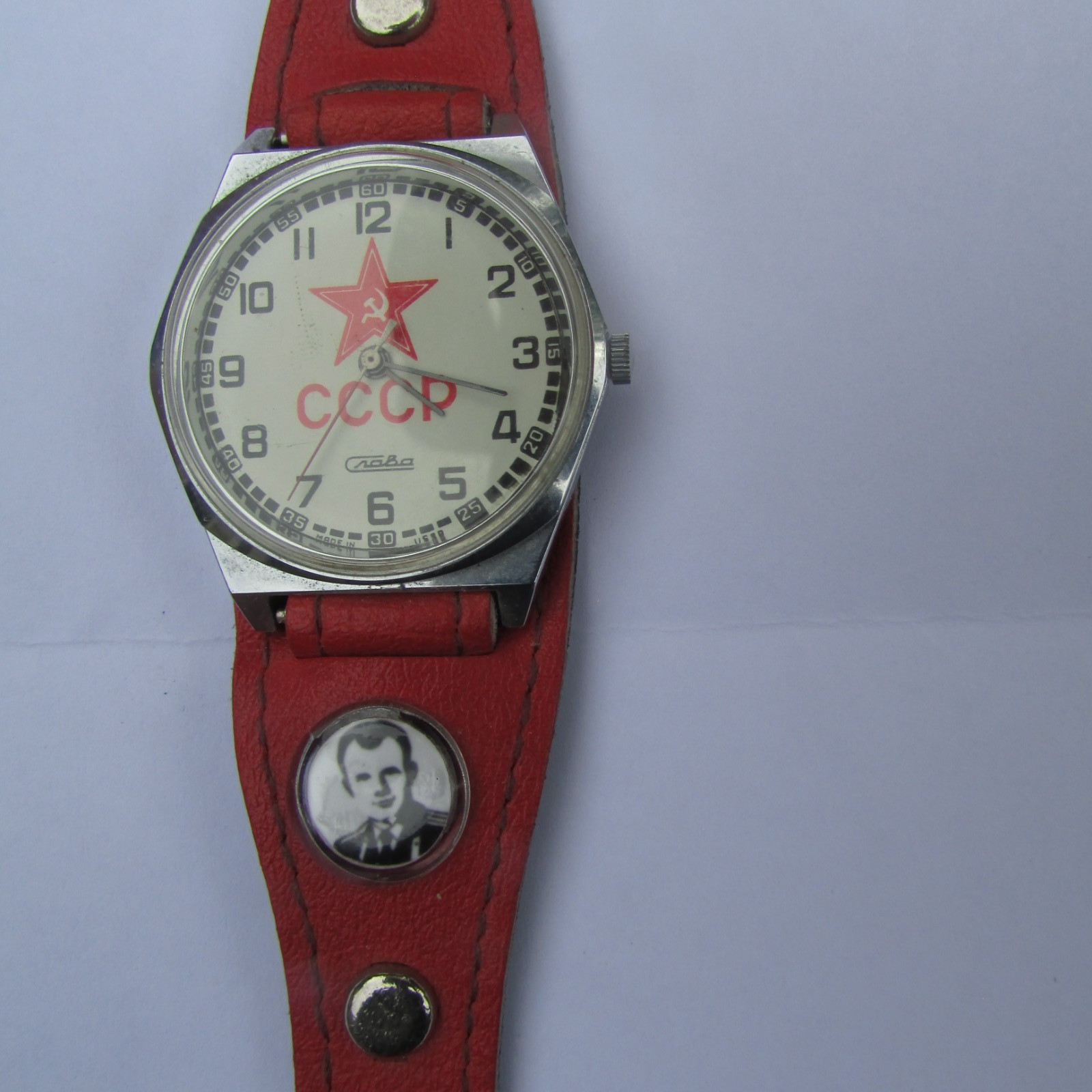 SLAVA USSR Made Soviet Russia CCCP Quartz Men’s Watch ,Yuri Gagarin,New Battery