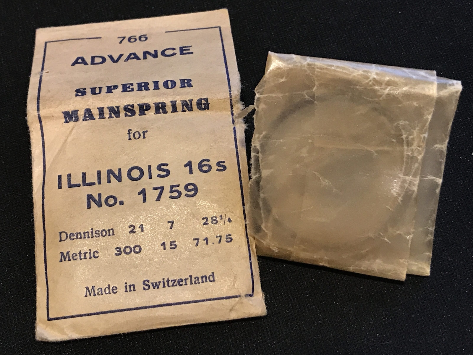 Advance Superior Mainspring #766 for Illinois 16s 60hr MB No. 1759 / 47310 – Ste