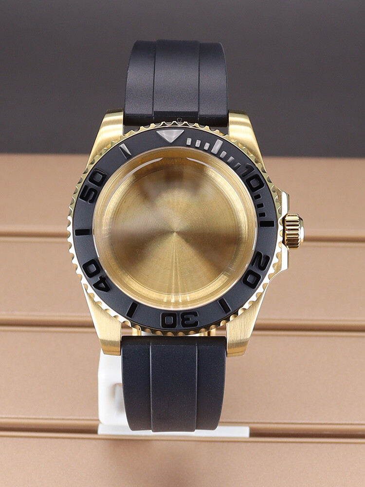 40mm Yacht Mod Watch Case Ceramic Bezel Rubber Strap For Seiko NH34 NH35 NH36