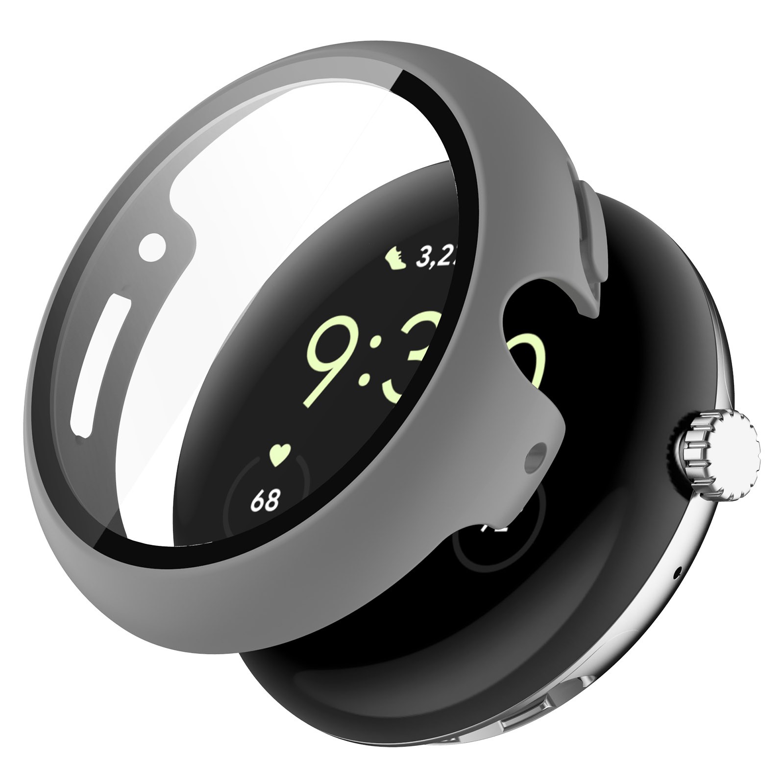 PC+Tempered Film One-piece Watch Protective Case for Google Pixel Watch