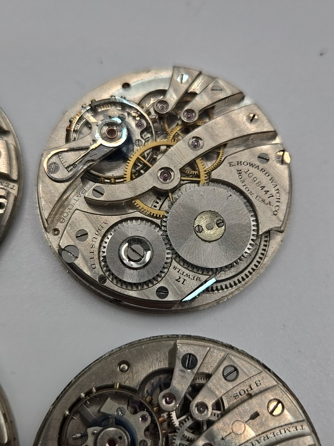 Lot Of 4 Antique E Howard Pocket Watch Movements 12s For Repairs