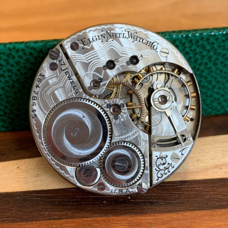 1912 Elgin Grade 387 16S 17 Jewels Open Face Pocket Watch Movement Repair