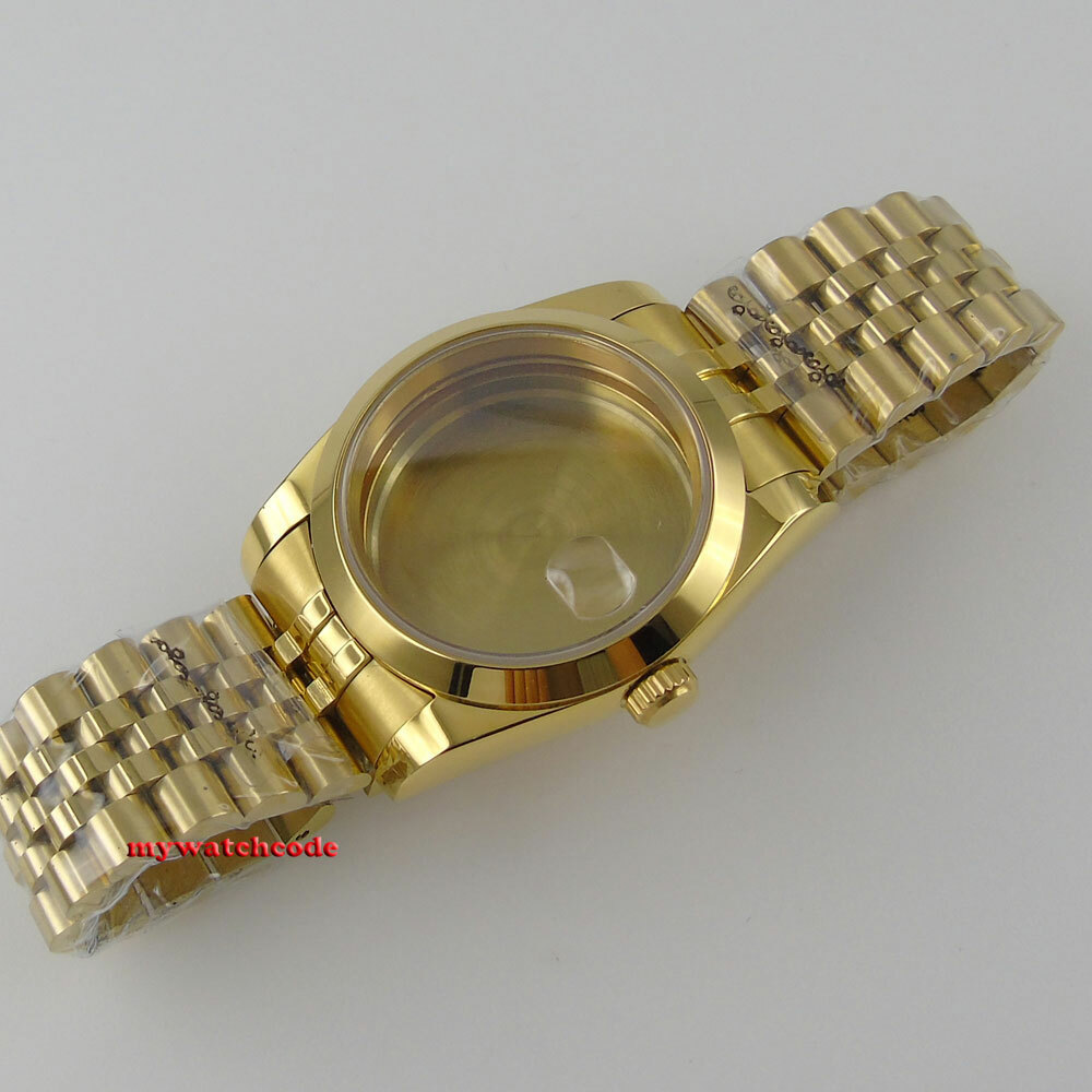 36mm 39MM sapphire glass golden Watch Case fit eta 2836 2824 8215 NH35 NH36 8215