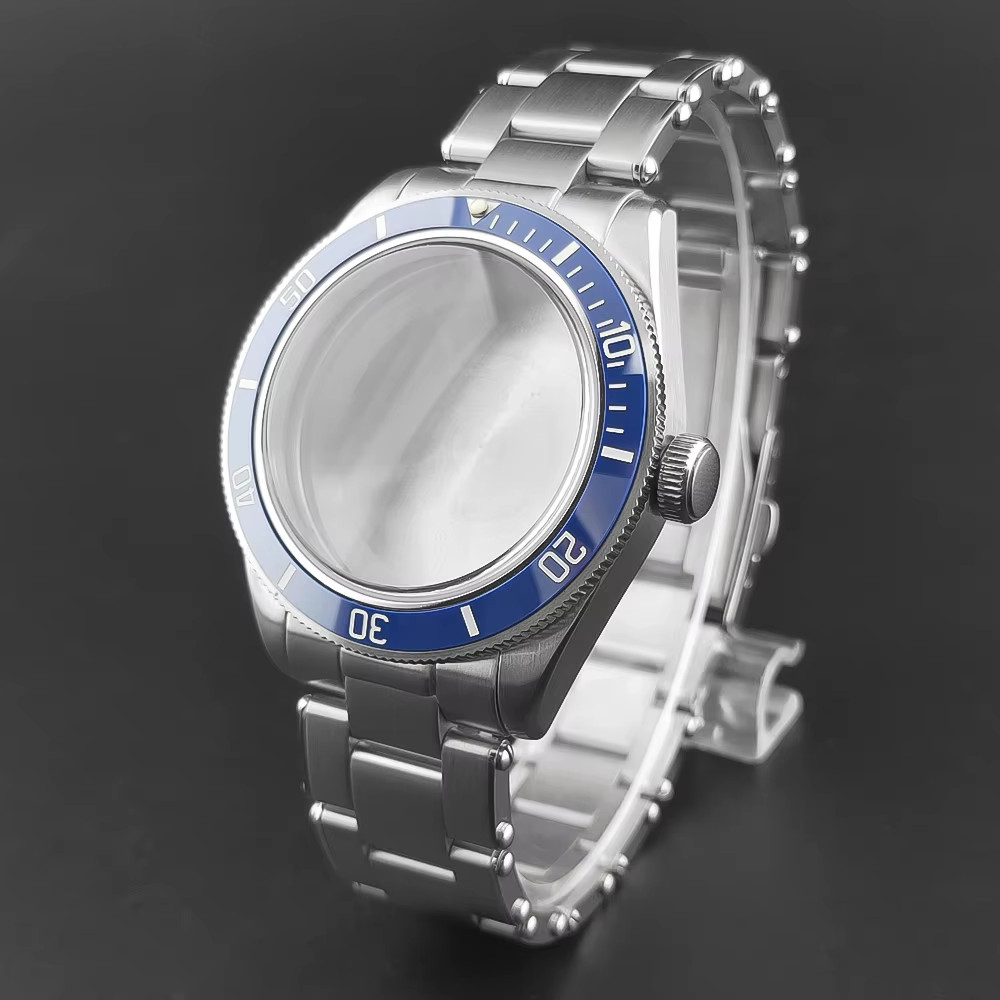 39Mm Silver Sterile Watch Case Domed Sapphire Glass Fit NH35 NH36 NH34 ETA2824 P
