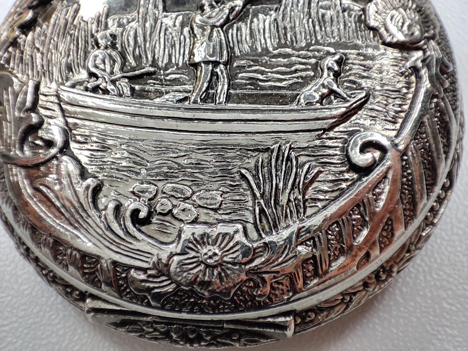 Boat hunting scene pocket Watch nikkey – 46.5 mm for parts and spares