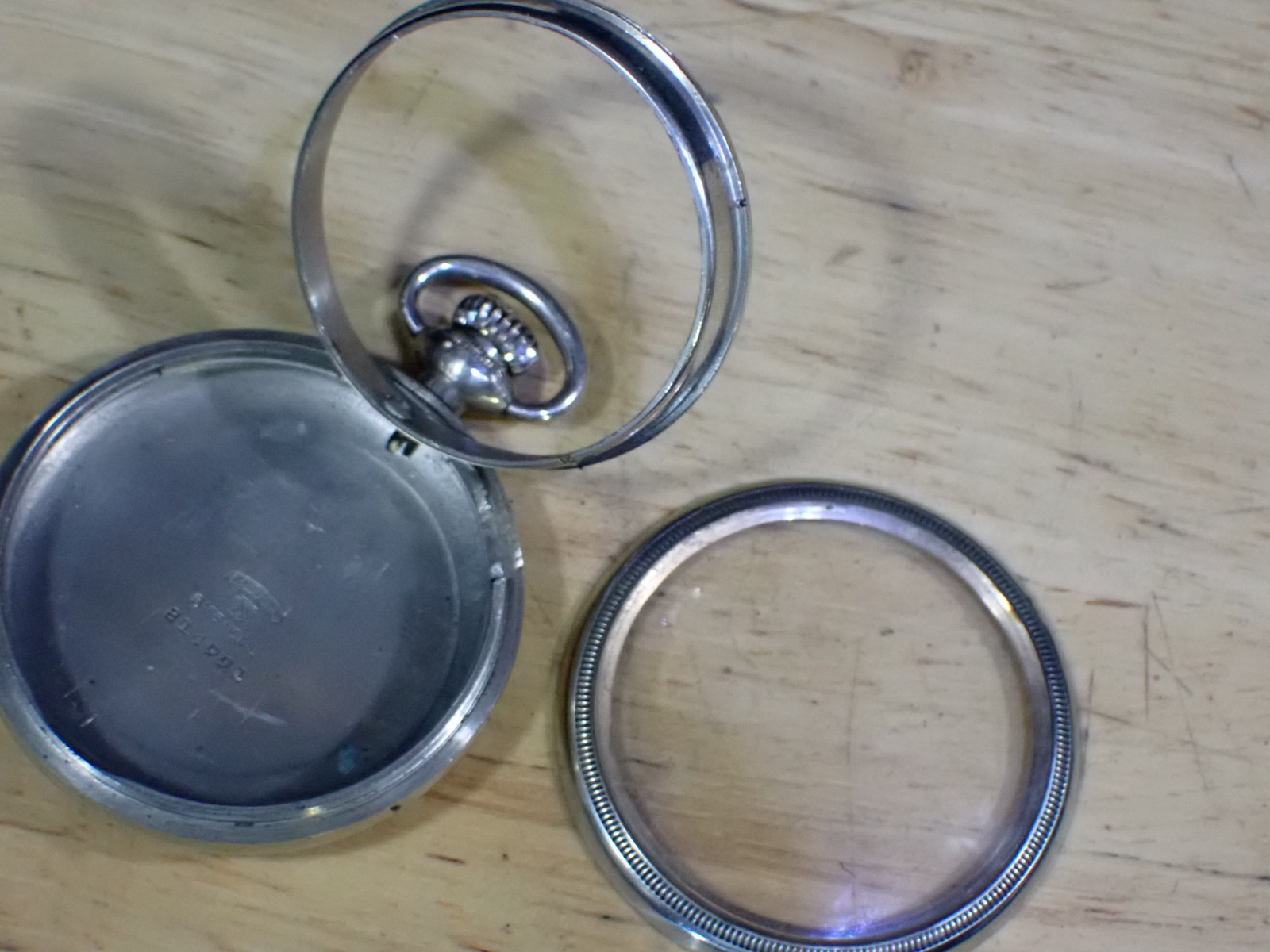 Vintage Crescent Swing Out Pocket Watch Case Silverode good used 16s 814999