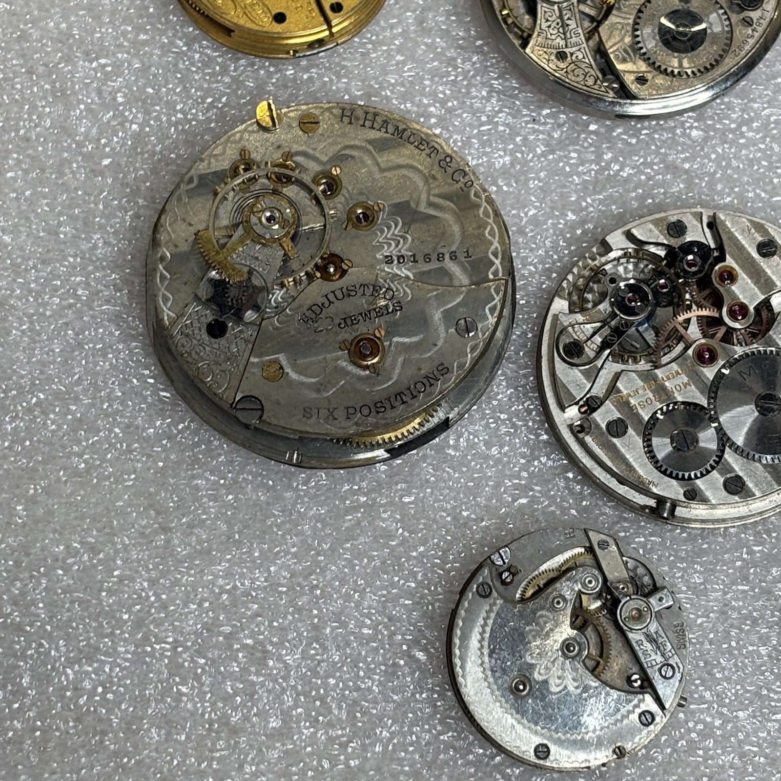 Vintage Pocket Watch Estate Repair Parts Bulk Lot Movement Dial Waltham Hamlet