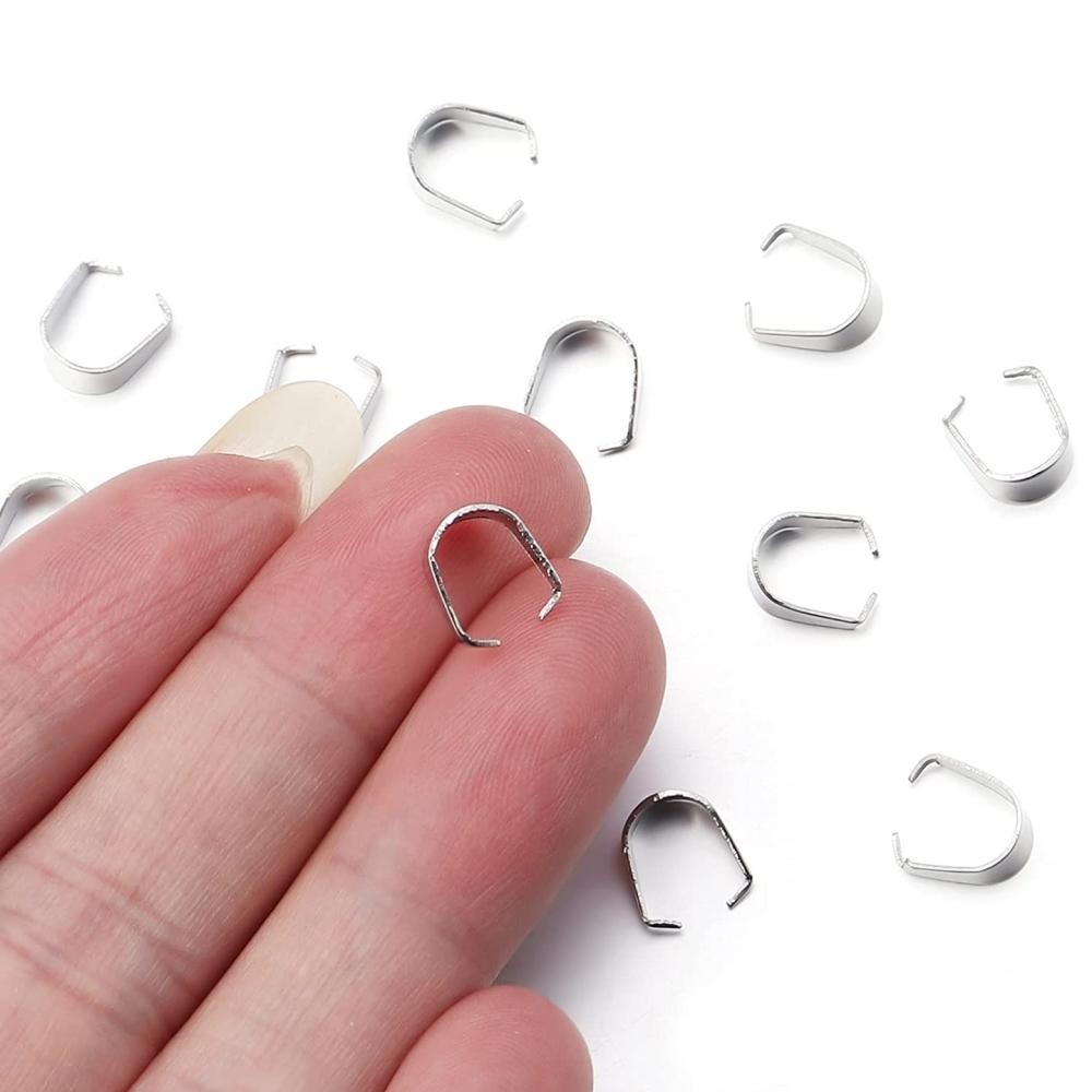 100pcs Stainless Steel Clip Pendant Clasp Melon Seed Buckle for Diy Charm Connec