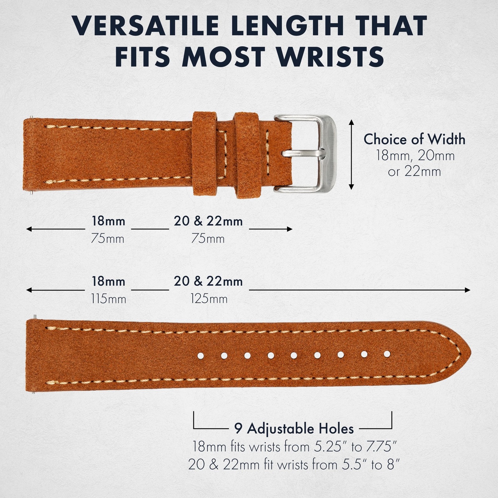 Benchmark Suede Watch Strap – Rustic Suede Leather Watch Band with Quick Rele…