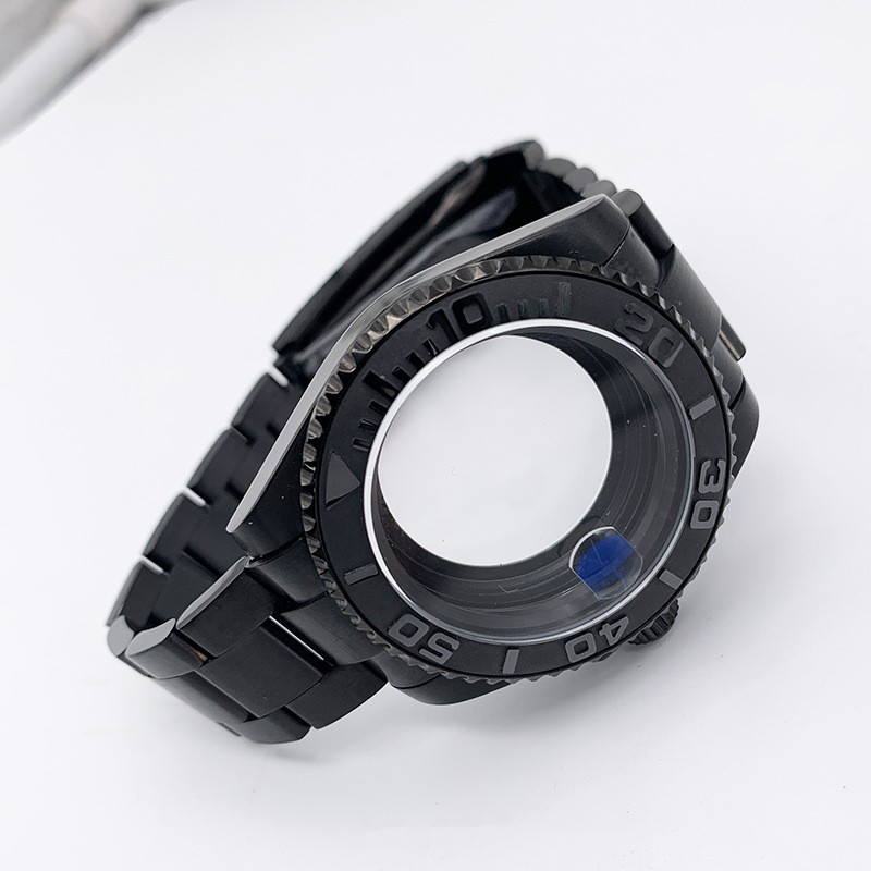40mm Black Yacht-Master Style Watch Case Set with Strap for Rolex NH35