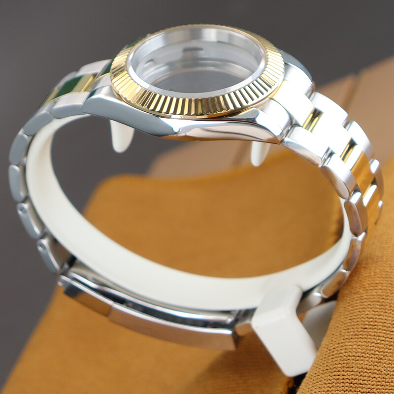 36/40mm Silver And Gold log Watch Cases oyster Band For Seiko NH35 Nh36 Movement