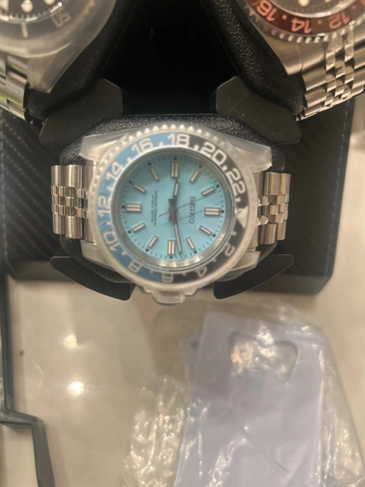 GMT Yacht Watch Case Sapphire Crystal Slide Clasp for NH34 NH35 NH36 Mods