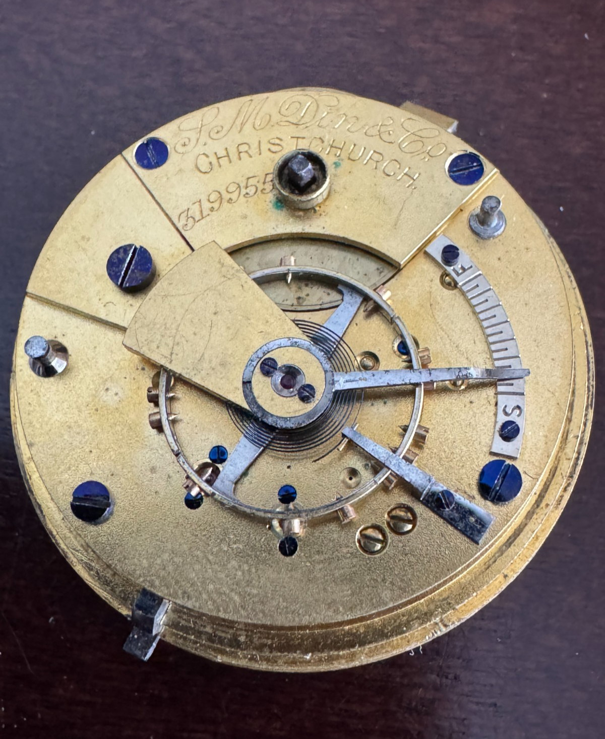 VINTAGE 41.3MM ROTHERHAMS LONDON PRIVATE LABEL POCKET WATCH MOVEMENT NOT RUNNING