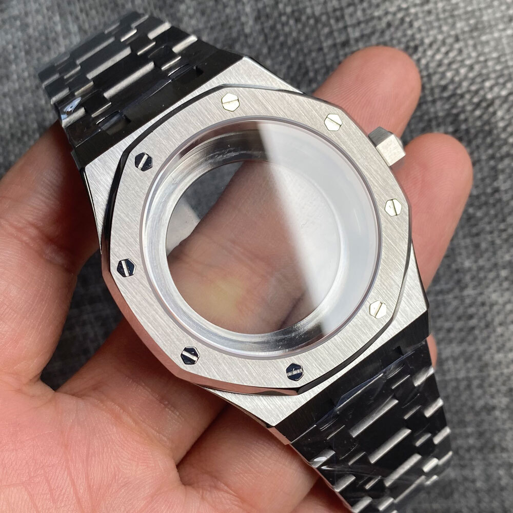 42mm Stainless Steel Watch Case Chapter Ring Sapphire Glass Fit Japan NH35 NH36