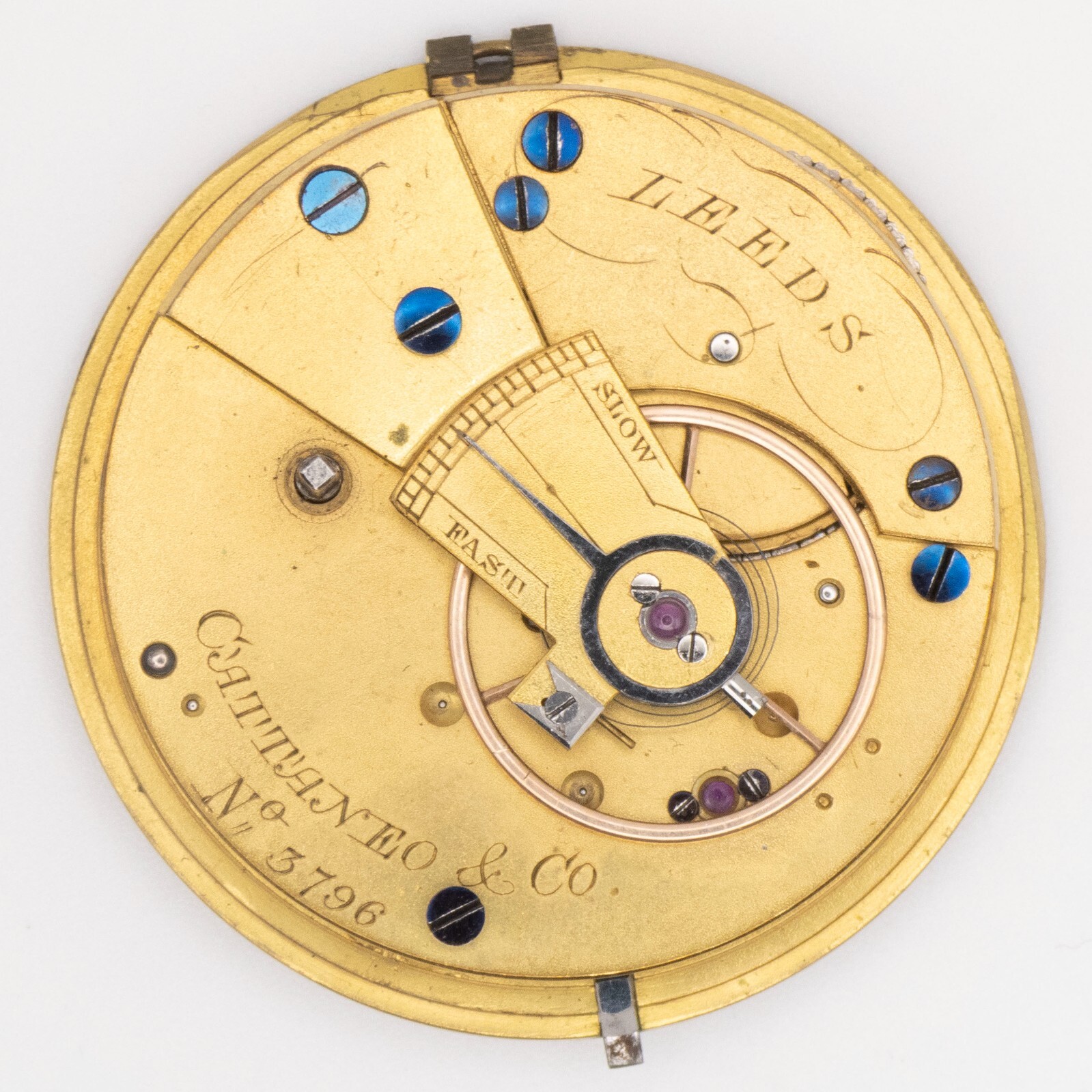 Partial Cattaneo & Co. 39.6 x 10.9 mm Fusee Antique Pocket Watch Movement