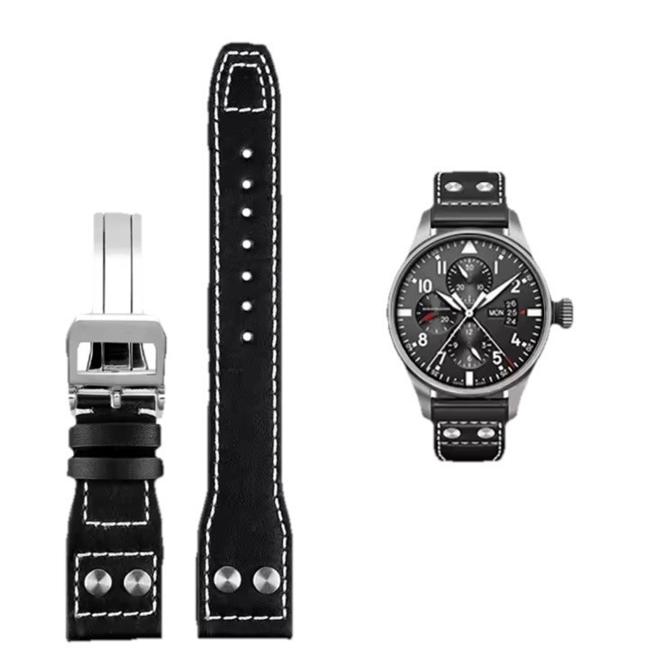 Genuine Leather Watch Strap 20mm 22mm For Big Pilot Portugieser With Buckle