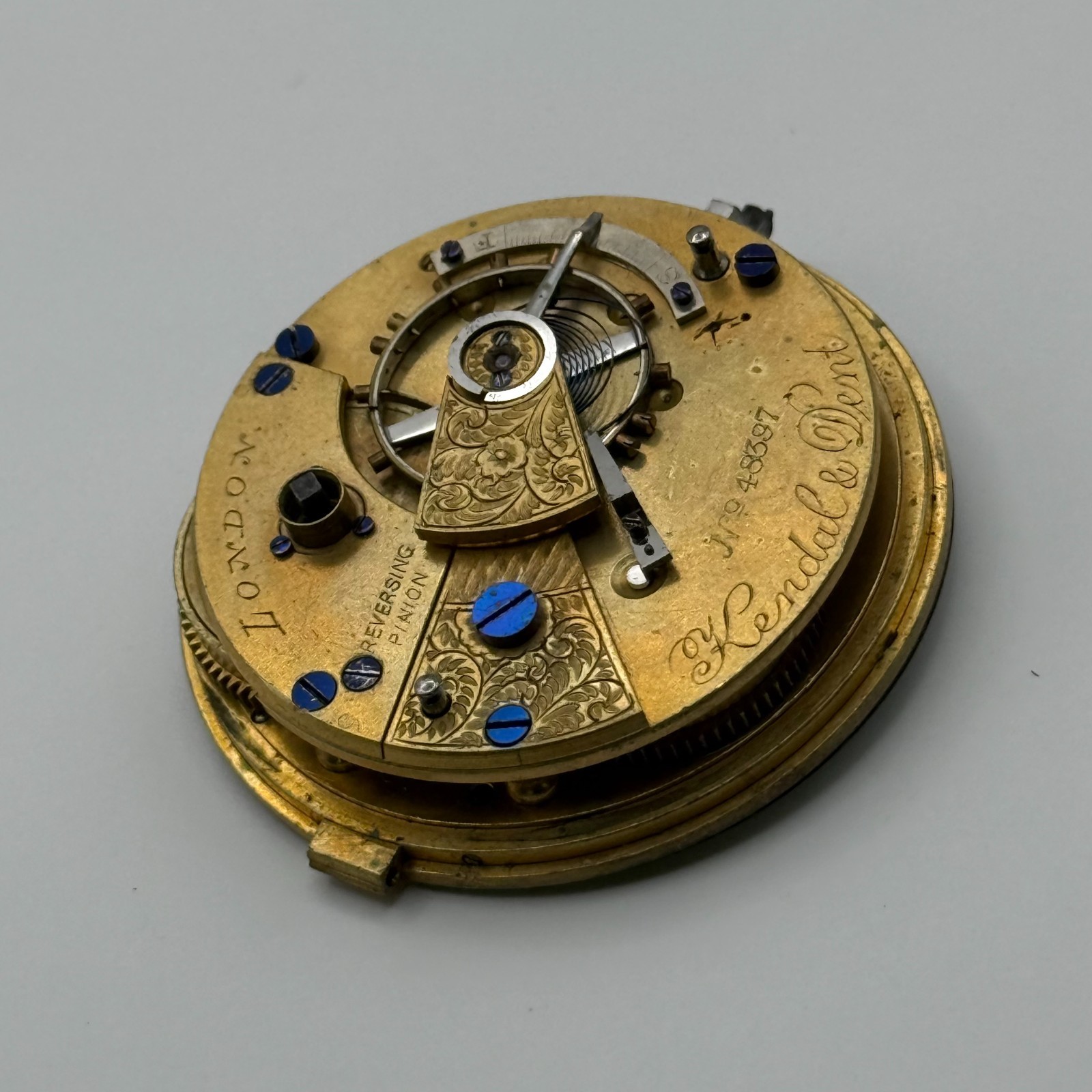 Kendal & Dent London Pocket Watch Movement – English Lever – Parts Repair 44.3mm