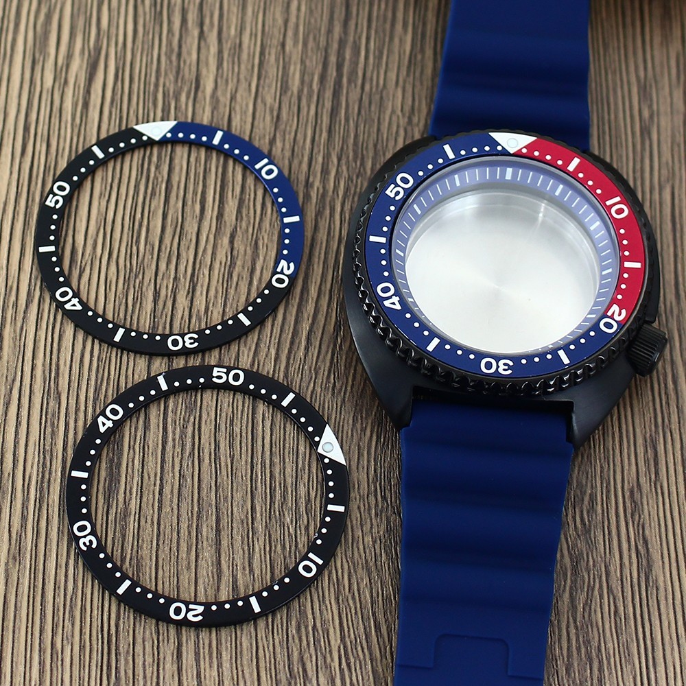 45mm Steel Watch Case+Blue Strap Modify Turtle Mod Sapphire For NH35 34 NH36 38