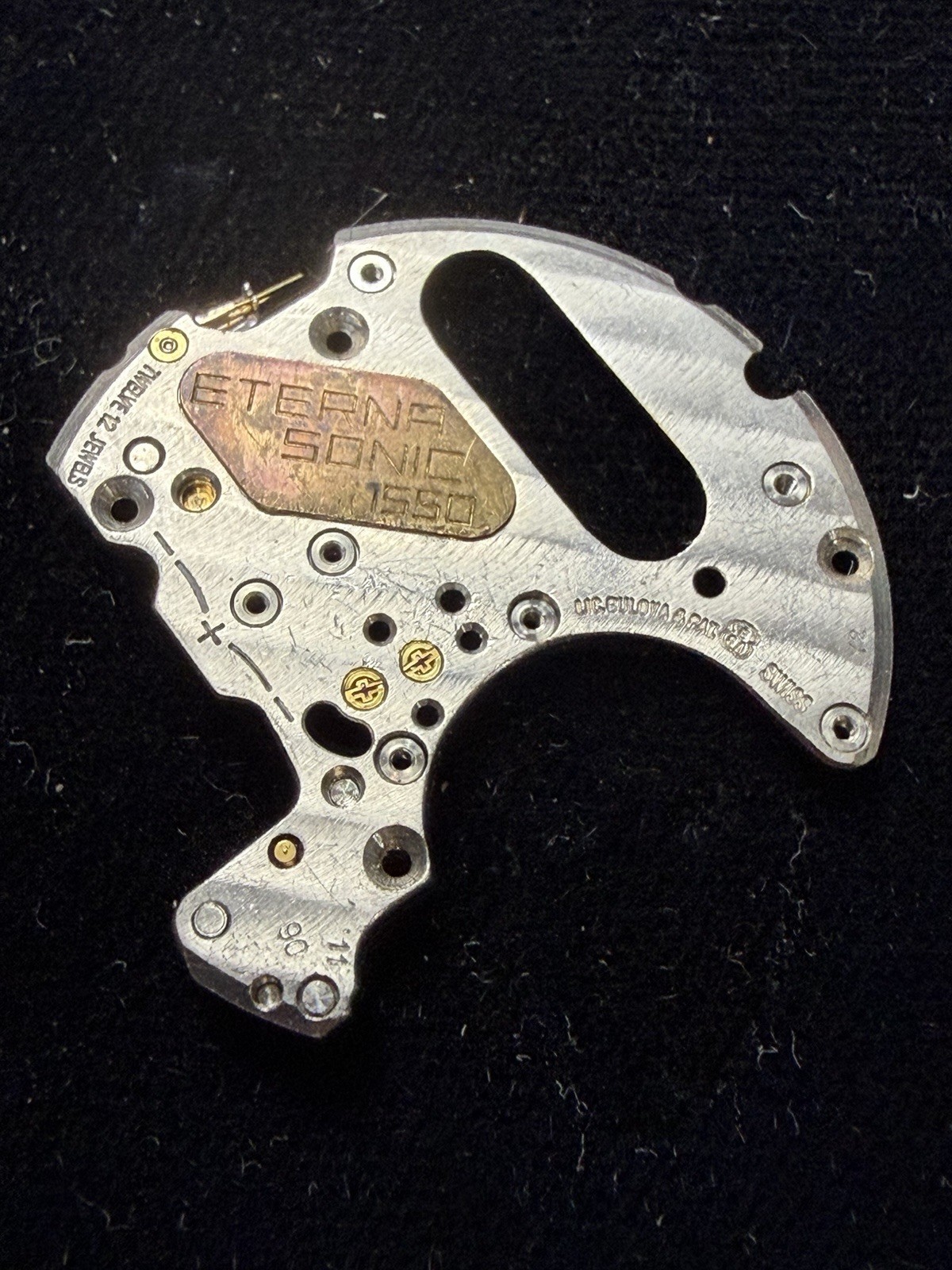 Eterna Sonic 1550 watch Main plate Main Bridge Parts Repair Signed Cal ESA 9162