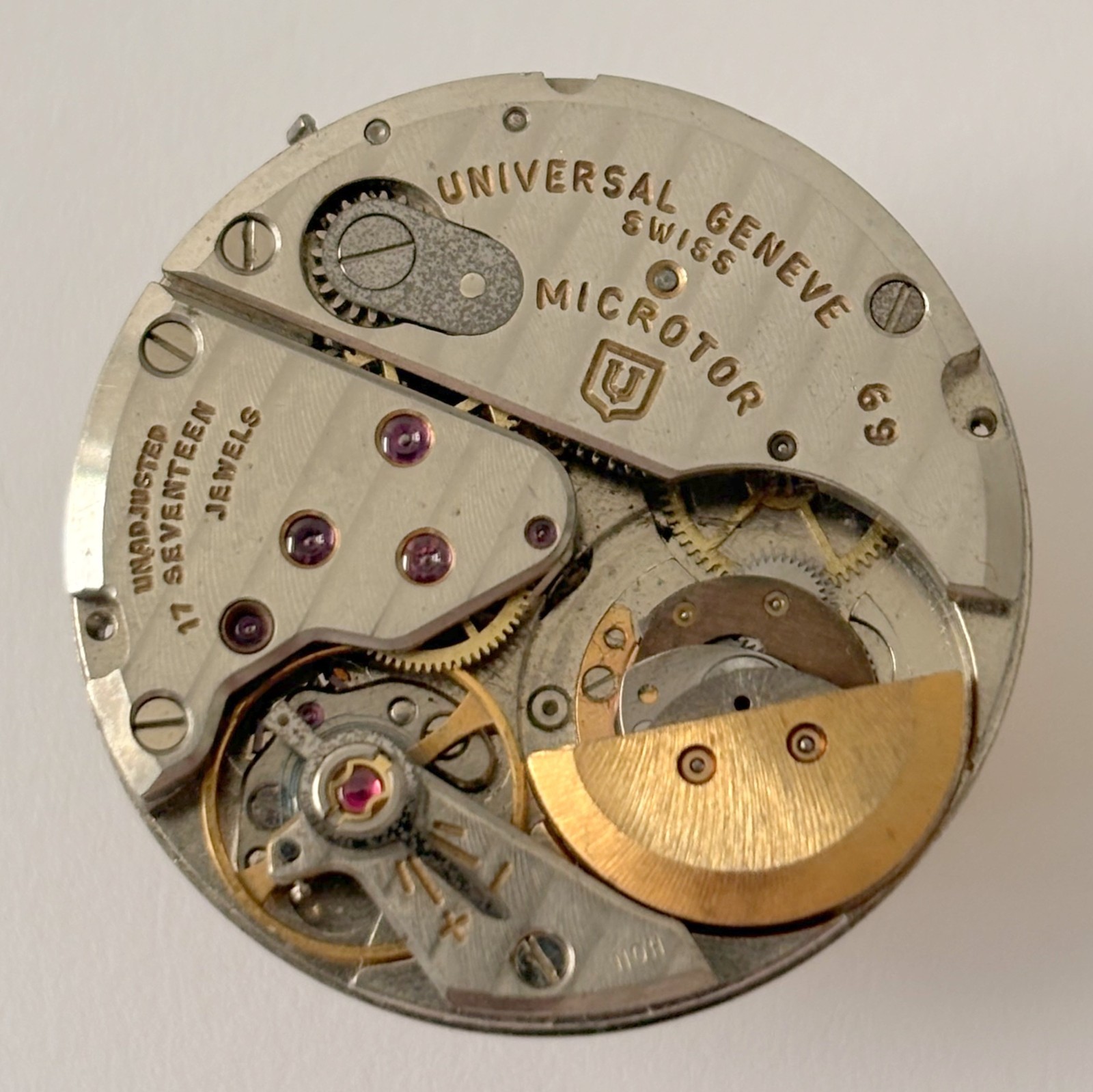 Universal Geneve Polerouter Cal 69 Watch Parts Movement Balance Fork Spring