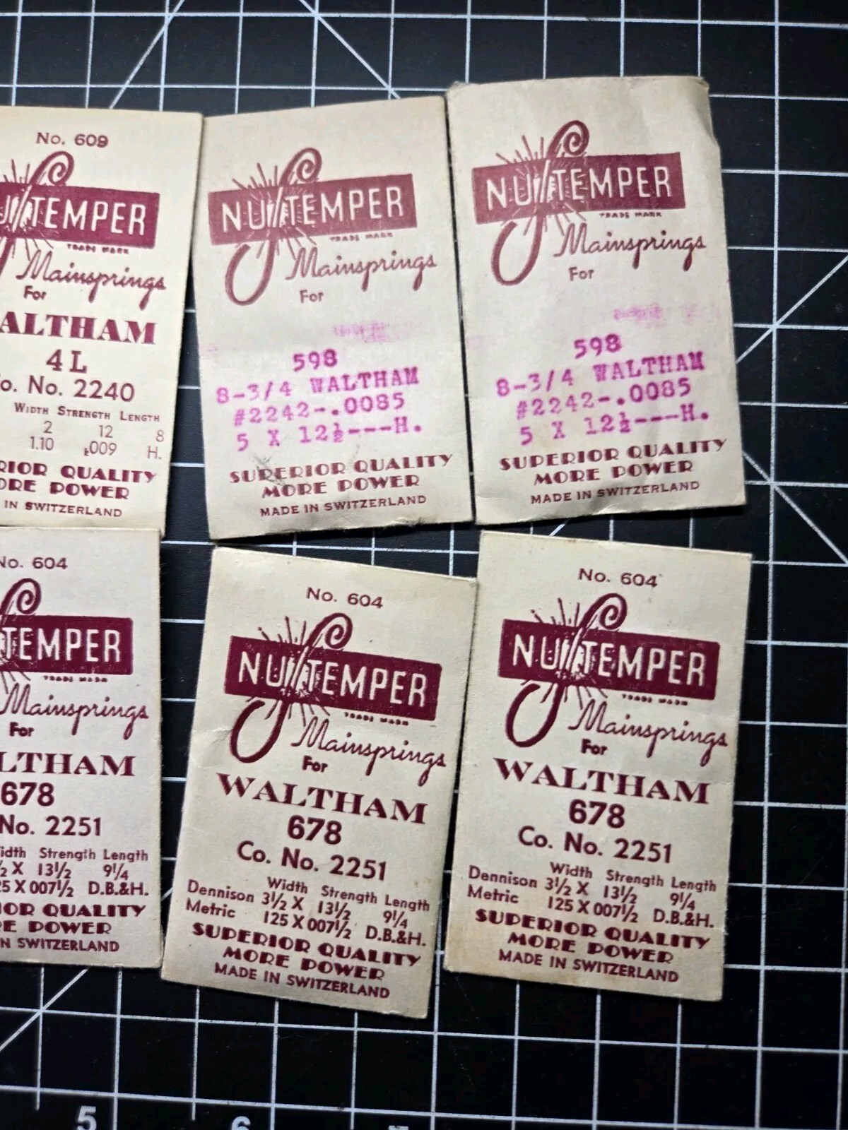 waltham pocket watch mainspring lot 2240 4l 598 2242 678 2252 vintage parts
