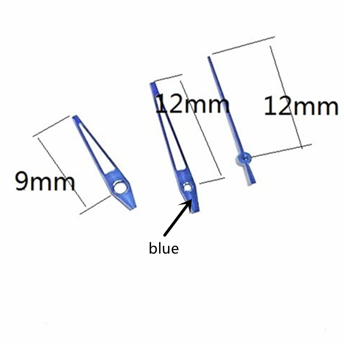 12mm Blue Trim Green Lume Watch Hands for Miyota 2315 2035 2036 2115 2305