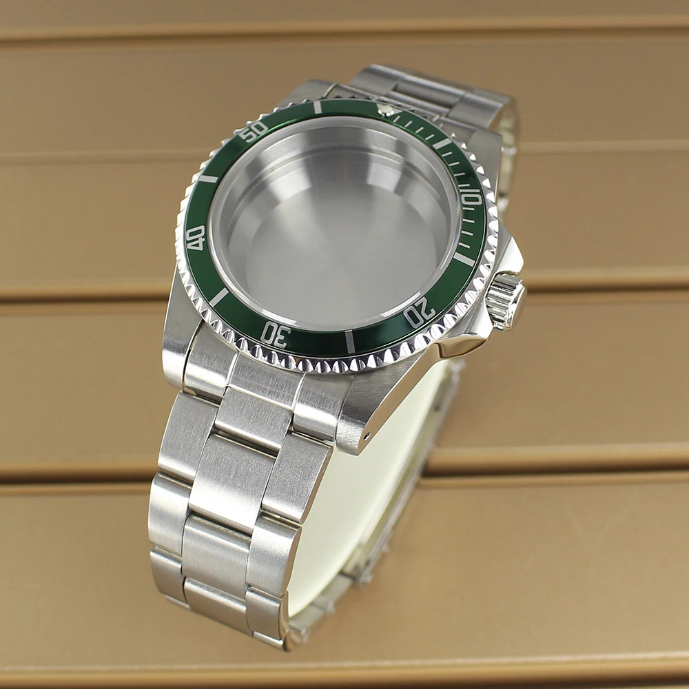 38mm Retro Submariner Watch Case Strap Sapphire Glass For Seiko Nh35/36 Movement