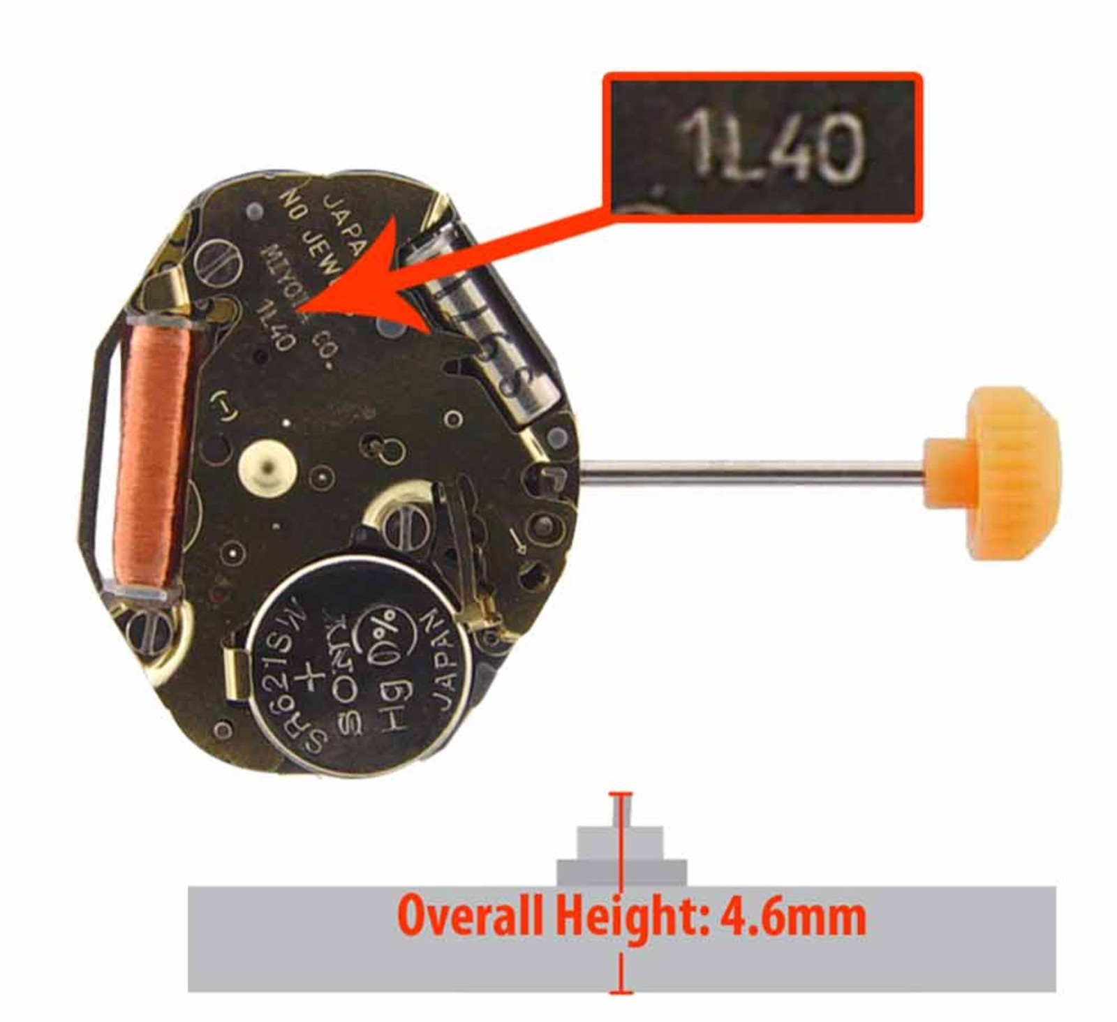 Original Miyota 1L40, 2 Hands, Small Second @6, Japan Quartz Movement
