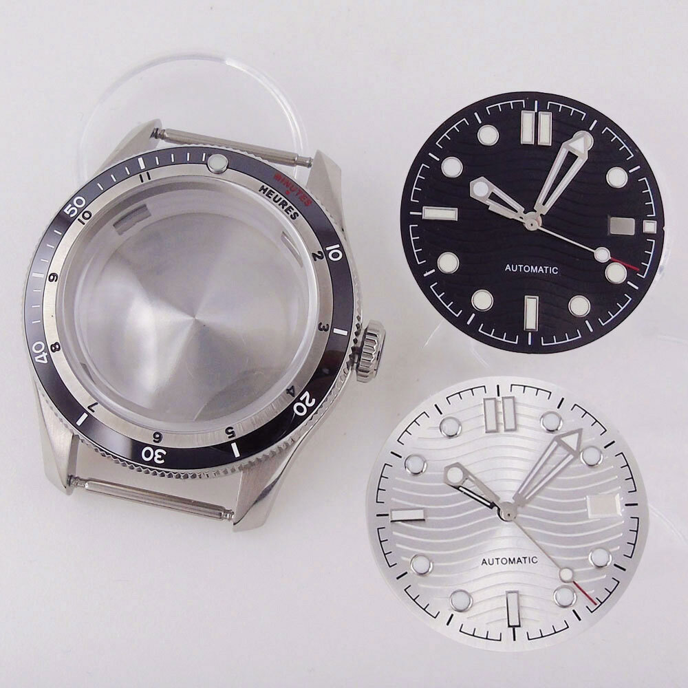 Top 40mm Bow Sapphire Glass Watch Case Fit Japan NH35 NH36 Ceramic Bezel
