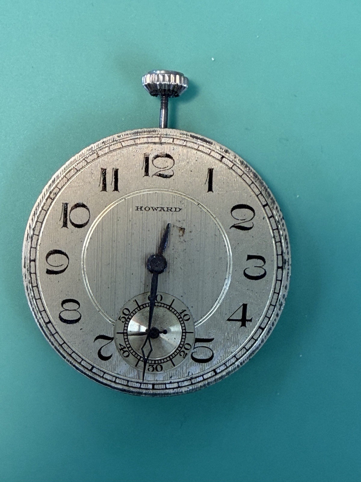 Vintage Howard 12s 17J Art Deco Pocket Watch Movement Parts Good Balance