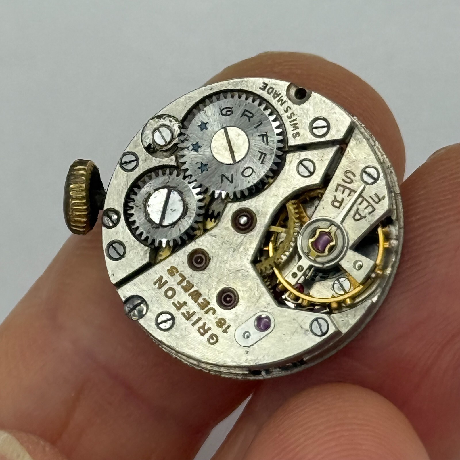 Unitas UT 200-2C1 Watch Movement Manual Wind Swiss Vintage Parts Repair 19.3mm
