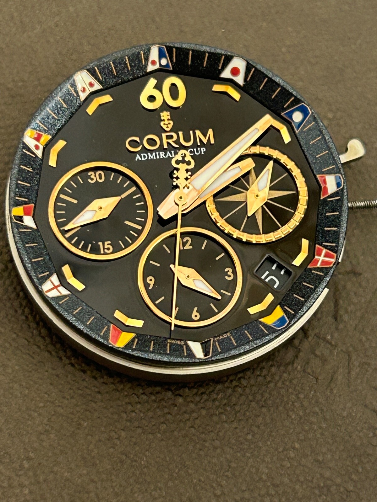 Corum Admiral*s Cup Chronograph Movement ETA 2894 Working need service Black