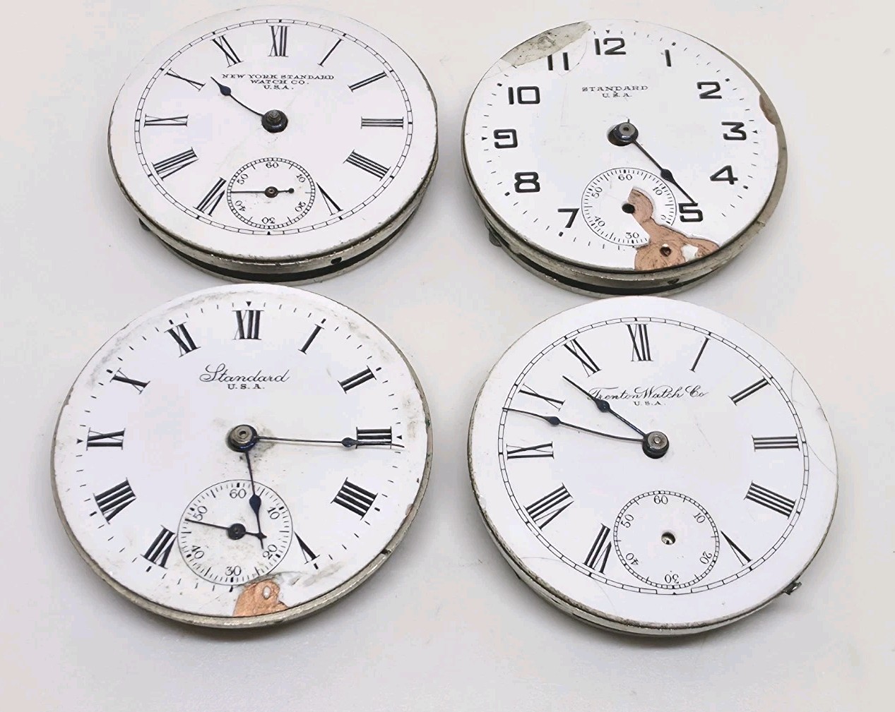 Vintage Lot Of 4 New York Standard Trenton Pocket Watch Movements For Repair