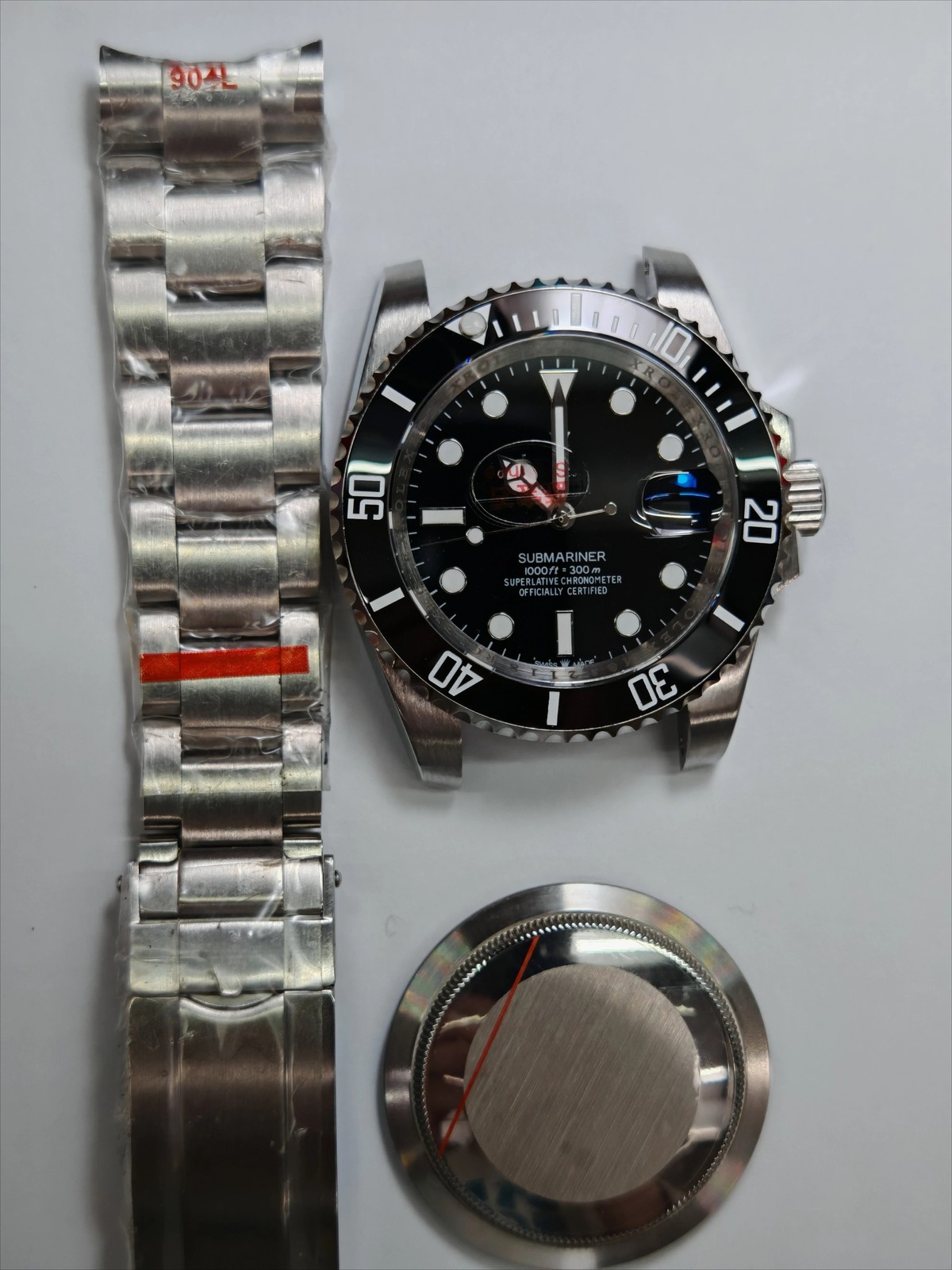 DIY Watch Part Kit for Submariner 2836 8215 41mm Case+Dial+Hands+Steel Strap