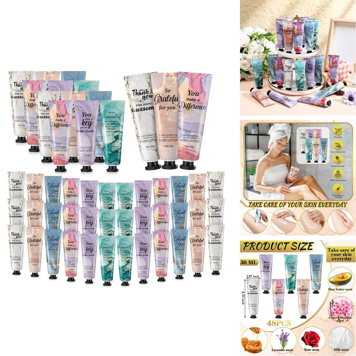 Siifert 48pcs Hand Cream Thank You Gifts Bulk Inspirational Travel Size Dry