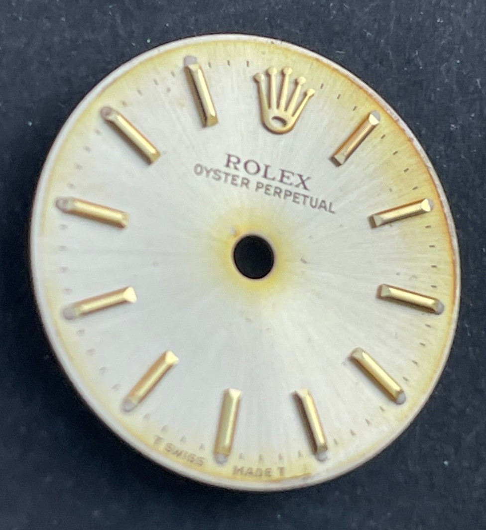 Vintage Rolex Ladies Oyster Perpetual Watch Dial For 24mm 6718 Champagne & Gold