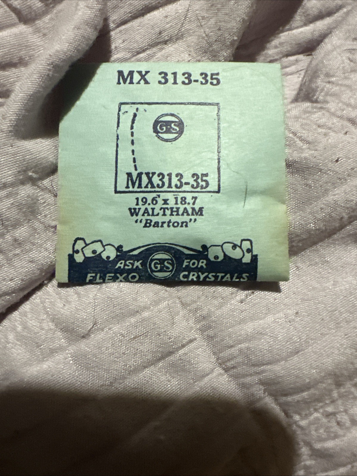 GS MX313-35 Watch Crystal Fit Waltham Barton 19.6 x 18.7 – Replacement