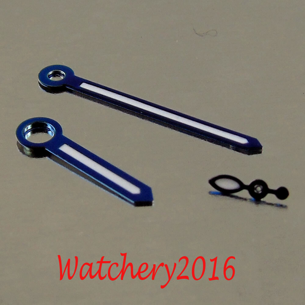 NEW BLUE edge White Hands for UNITAS ETA 6497 6498 ST 3600 Movement Watch Hands