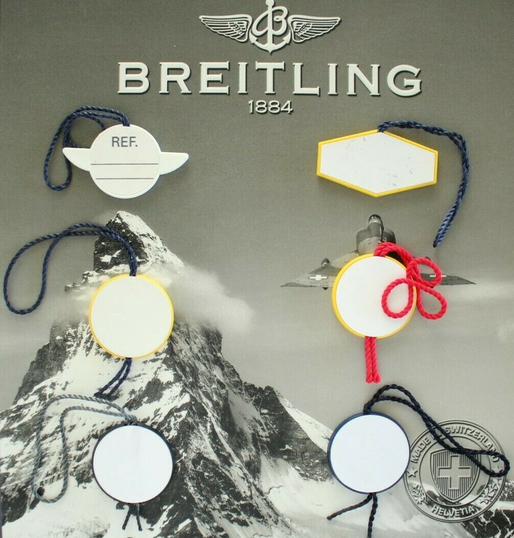 BREITLING FACTORY JEWELERS SALES ACCESSORY YELLOW PLASTIC WATCH HANG / SWING TAG