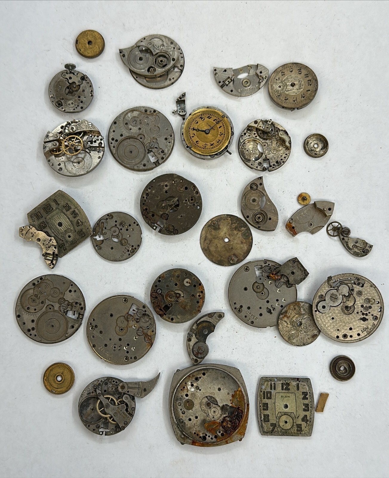 Antique Pocket Watch & Wristwatch Parts group. Plates, movements, Dials & More!
