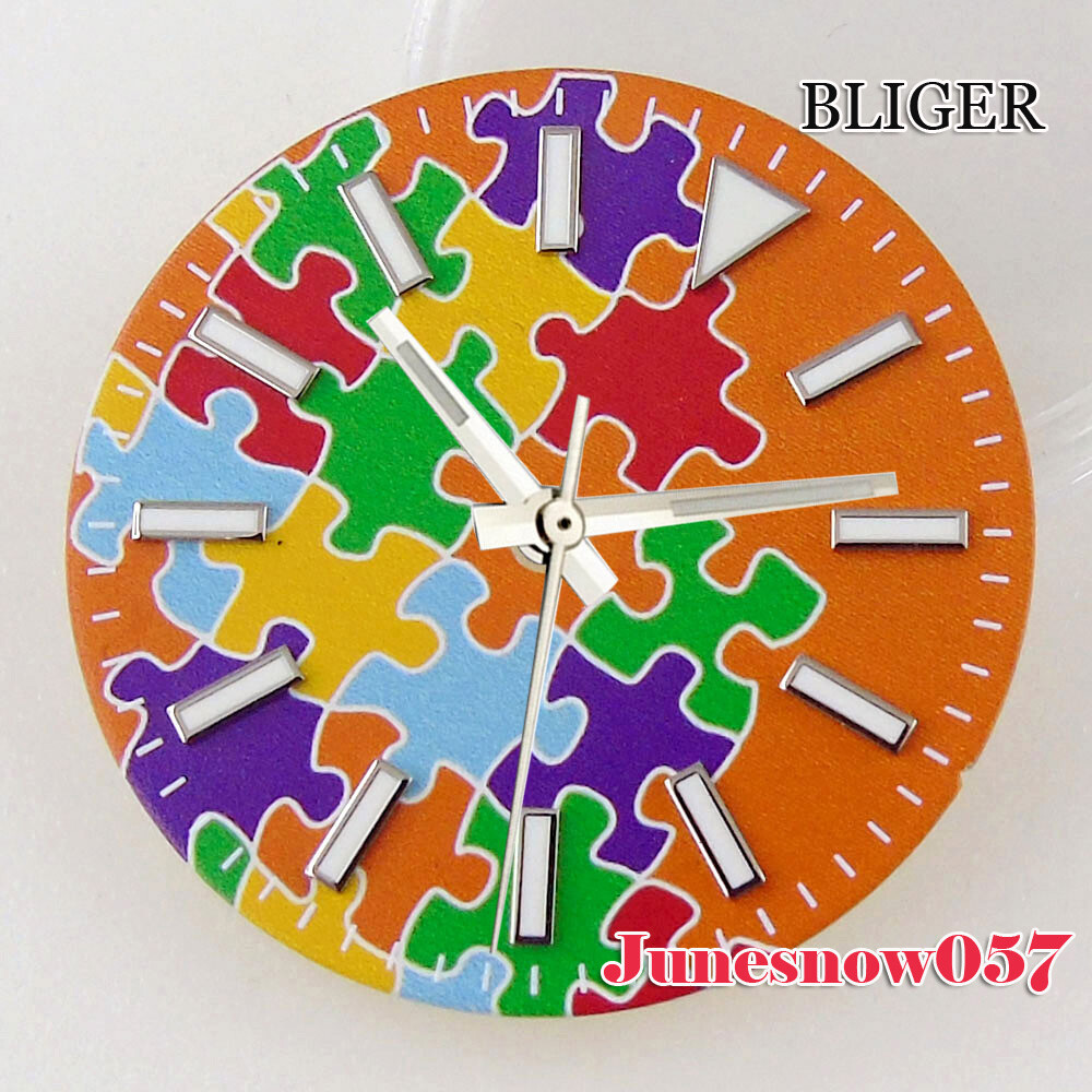 Bliger 29MM Colorful Puzzle Watch Men Dial Lume For NH35 NH34 SKX MIYOTA ETA2824