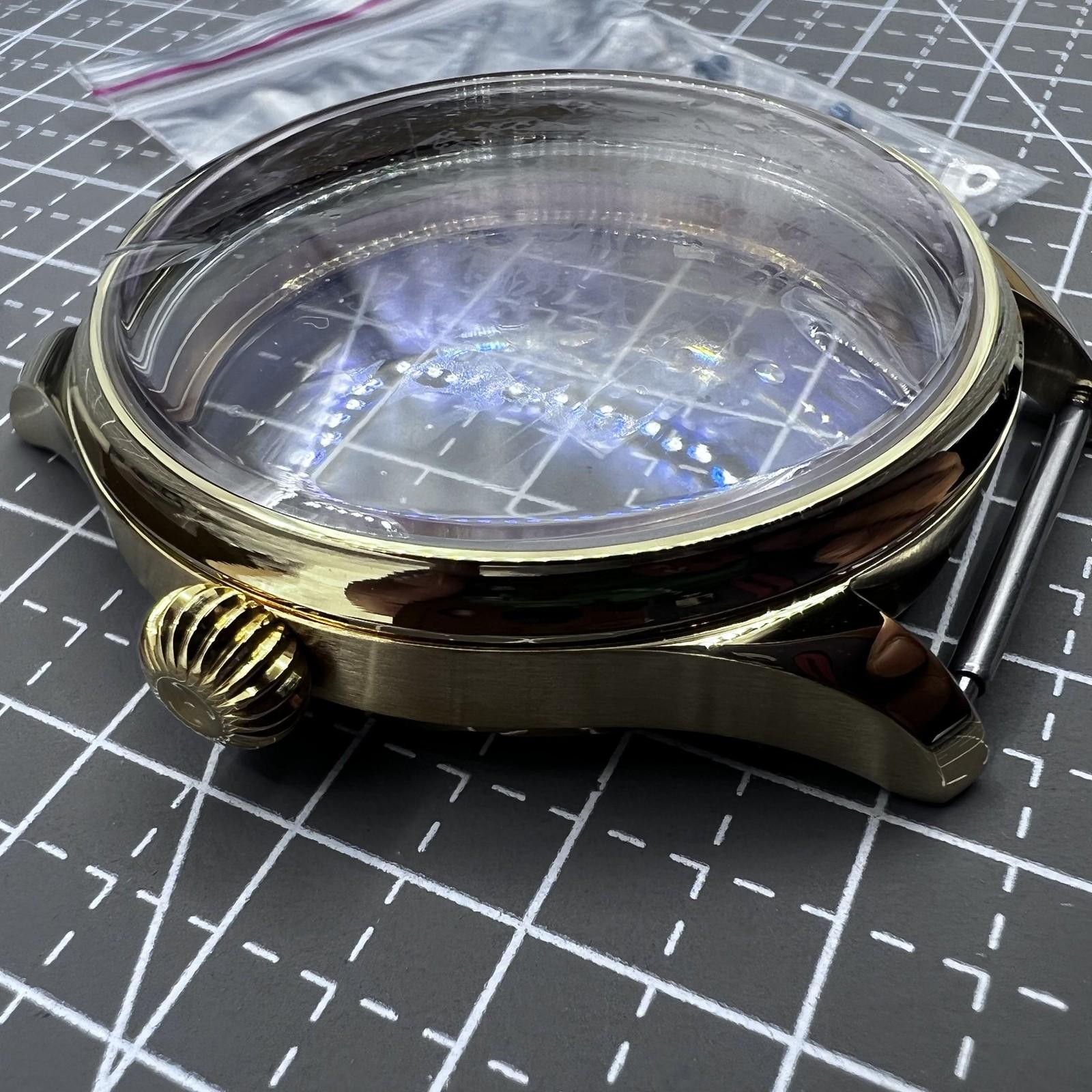 44mm 316L Golden Watch Case for Movement Seagull ST3600/ST3621/ETA6497/ETA6498