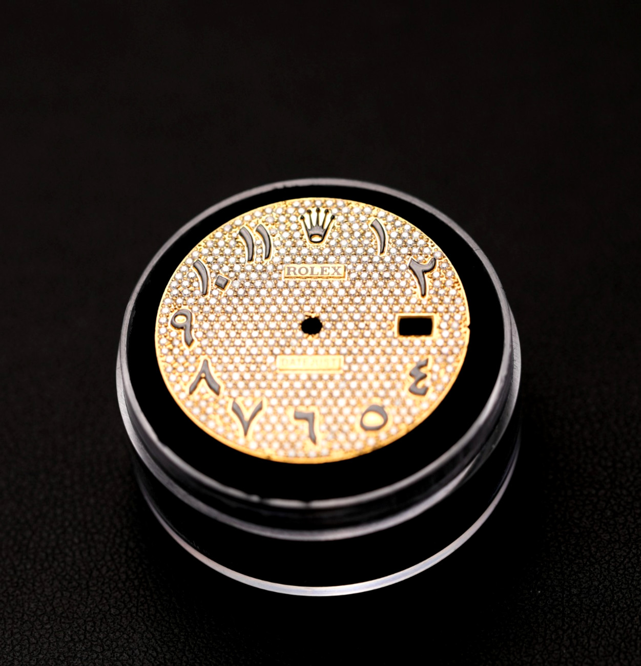 Rolex 36mm Champagne Custom Pave Full Diamond Arabic Dial for Datejust Watch