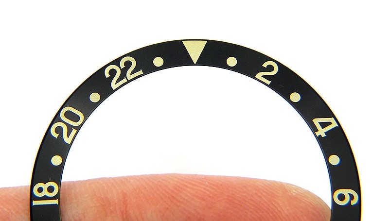 Genuine Rolex GMT-MASTER II 16713 16718 Black & Yellow Gold Watch Bezel Insert