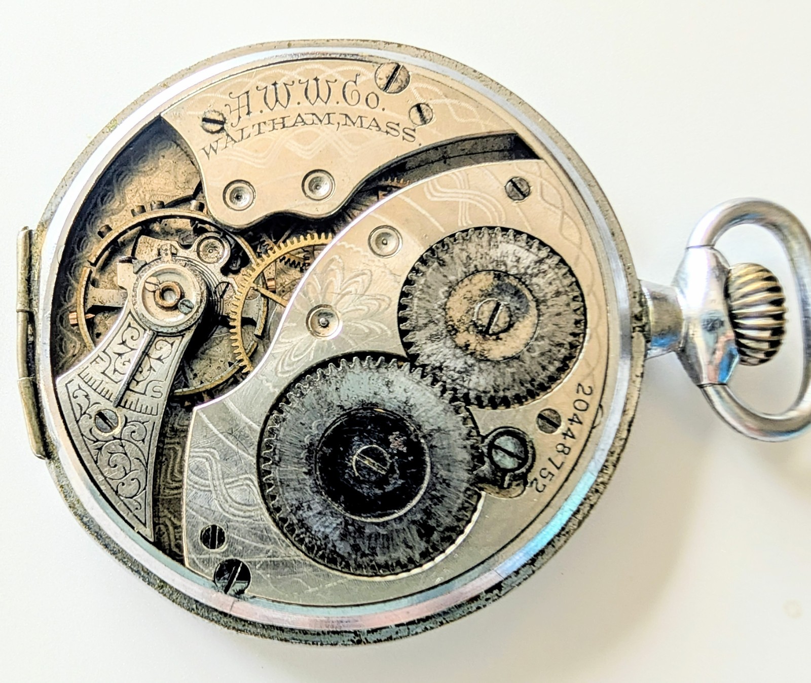 1915 Waltham Pocket Watch Movement 7J Grade 210 Model 1894 16s
