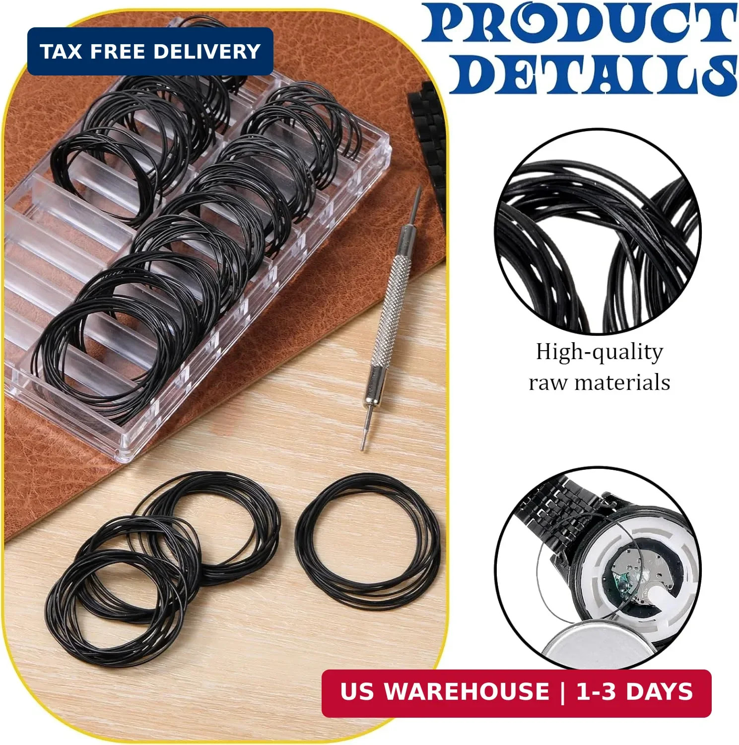 200pcs 0.5&0.6mm Waterproof Watch O-Ring Rubber Gasket Assortment For Watchmaker